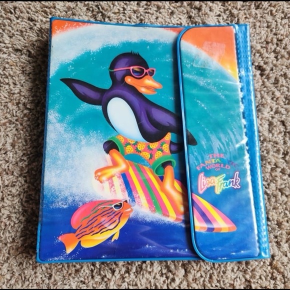 Lisa Frank Other - Lisa Frank Binder Vintage 1989 Penguin Surfing Beach Stuart Hall Trapper Keeper